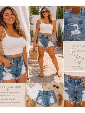 AMERICAN EAGLE Ripped Relaxed Mom Jean Shorts